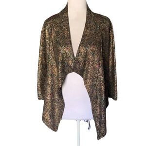 NWT Clara Sunwoo Small Metallic Multicolor Copper Waterfall Open Front Cardigan